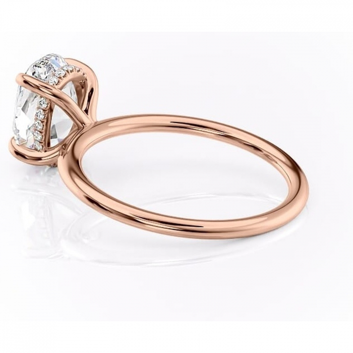 Inel de logodnă Genevieve din aur Rose 18kt cu moissanite tăietură ovală – Solitar rafinată pentru profil înalt | Personalizează și configurează gratuit online [5]