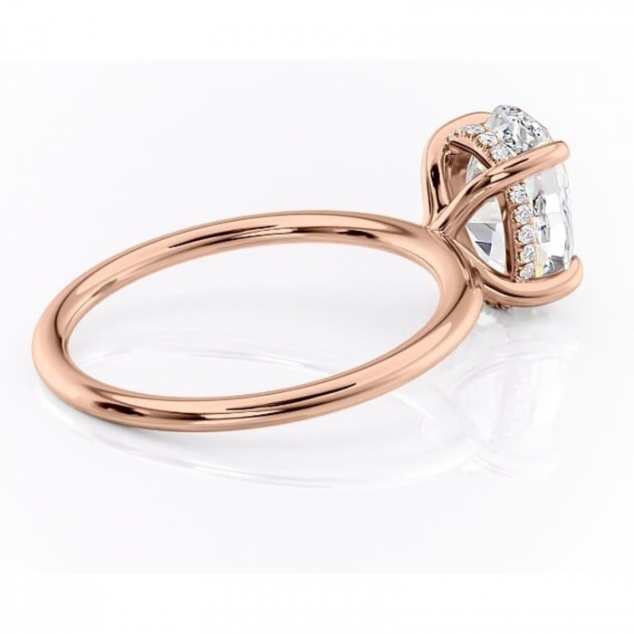 Inel de logodnă Genevieve din aur Rose 18kt cu moissanite tăietură ovală – Solitar rafinată pentru profil înalt | Personalizează și configurează gratuit online [3]
