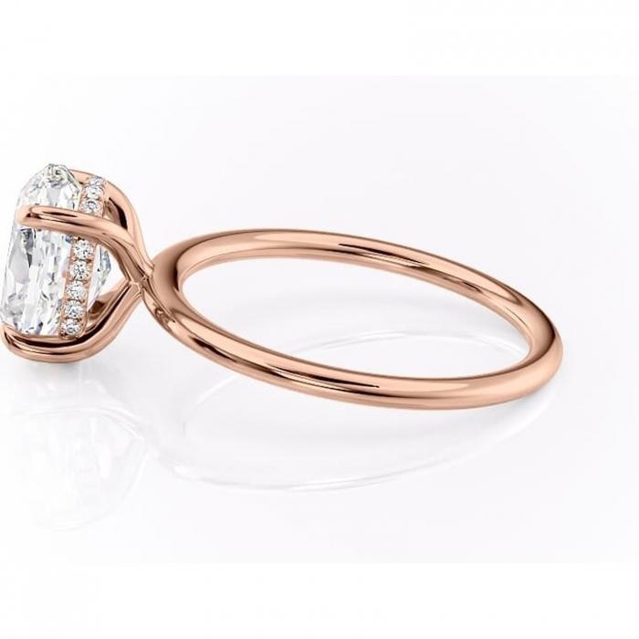 Inel de logodnă Genevieve din aur Rose 18kt cu moissanite tăietură ovală – Solitar rafinată pentru profil înalt | Personalizează și configurează gratuit online [6]
