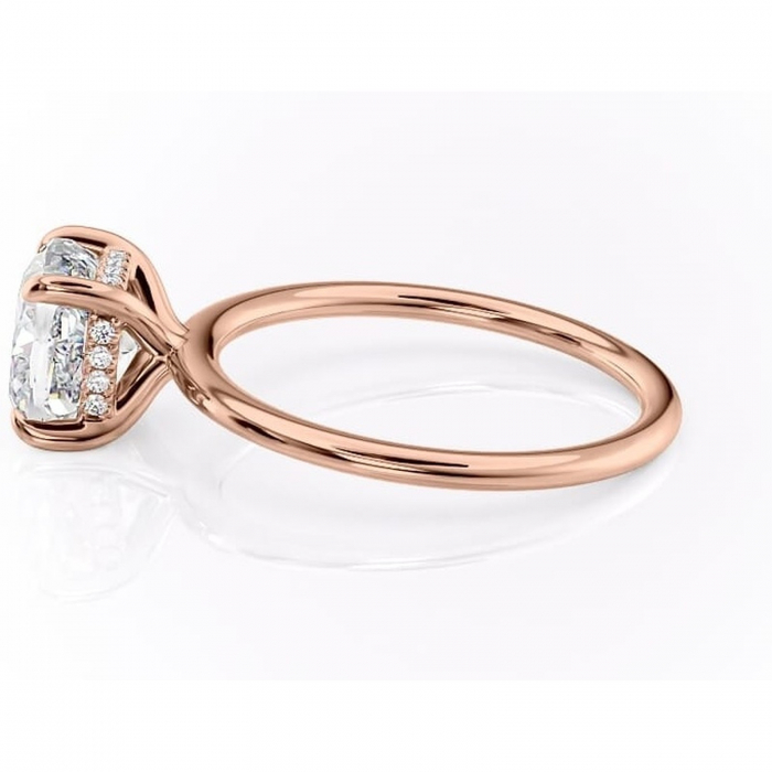 Inel de logodnă Genevieve din aur Rose 18kt cu moissanite tăietură pernă – Solitar rafinată pentru profil înalt | Personalizează și configurează gratuit online [6]