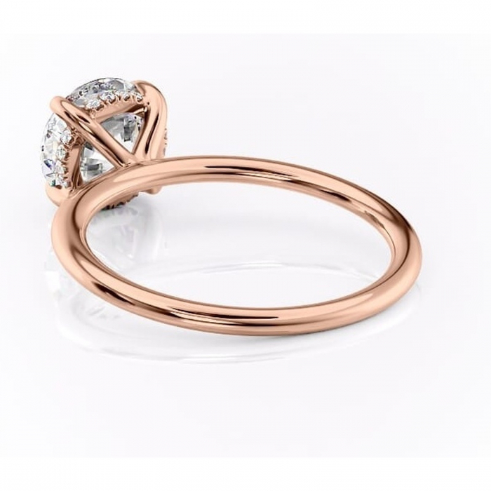 Inel de logodnă Genevieve din aur Rose 14kt cu moissanite tăietură rotundă – Solitar rafinată pentru profil înalt | Personalizează și configurează gratuit online [4]