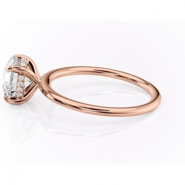 Inel de logodnă Genevieve din aur Rose 14kt cu moissanite tăietură rotundă – Solitar rafinată pentru profil înalt | Personalizează și configurează gratuit online [6]