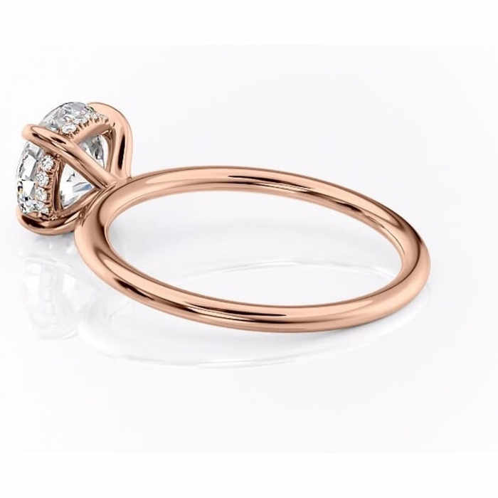 Inel de logodnă Genevieve din aur Rose 14kt cu moissanite tăietură rotundă – Solitar rafinată pentru profil înalt | Personalizează și configurează gratuit online [5]