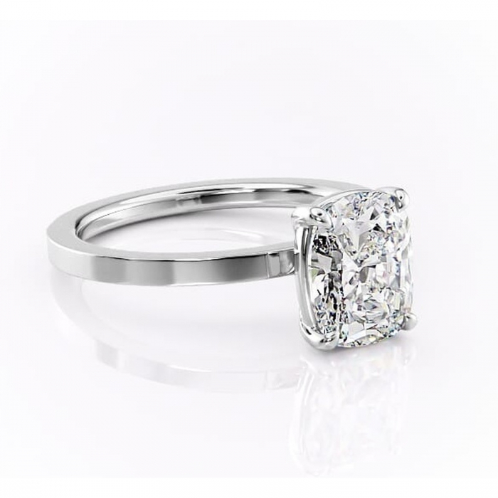 Inel de logodnă Georgiana din aur Alb 14kt cu moissanite tăietură pernă – Profil pătrat rafinată pentru profil înalt | Personalizează și configurează gratuit online [1]