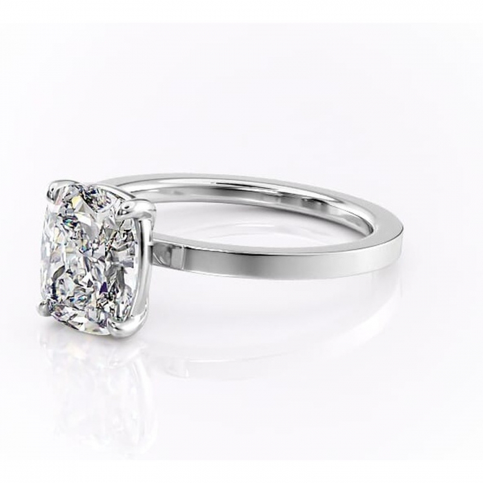 Inel de logodnă Georgiana din aur Alb 14kt cu moissanite tăietură pernă – Profil pătrat rafinată pentru profil înalt | Personalizează și configurează gratuit online [7]