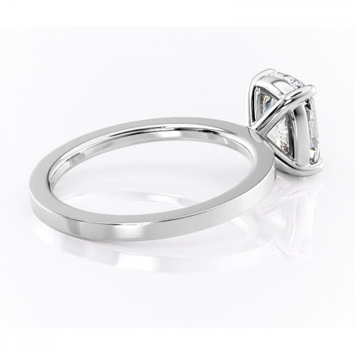 Inel de logodnă Georgiana din aur Alb 14kt cu moissanite tăietură pernă – Profil pătrat rafinată pentru profil înalt | Personalizează și configurează gratuit online [3]