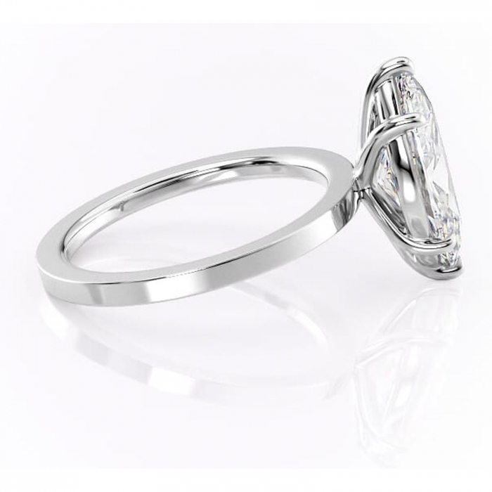 Inel de logodnă Georgiana din aur Alb 14kt cu moissanite tăietură marquise – Profil pătrat rafinată pentru profil înalt | Personalizează și configurează gratuit online [2]