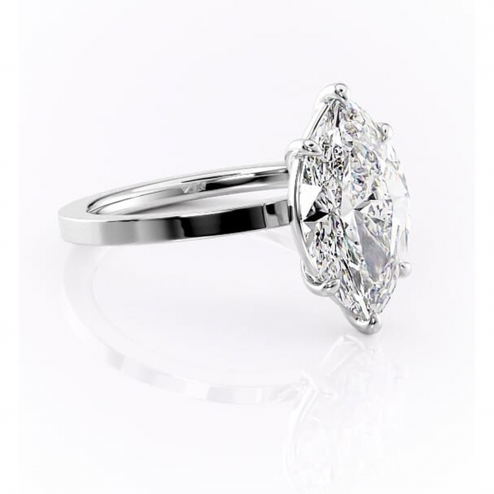 Inel de logodnă Georgiana din aur Alb 14kt cu moissanite tăietură marquise – Profil pătrat rafinată pentru profil înalt | Personalizează și configurează gratuit online [1]