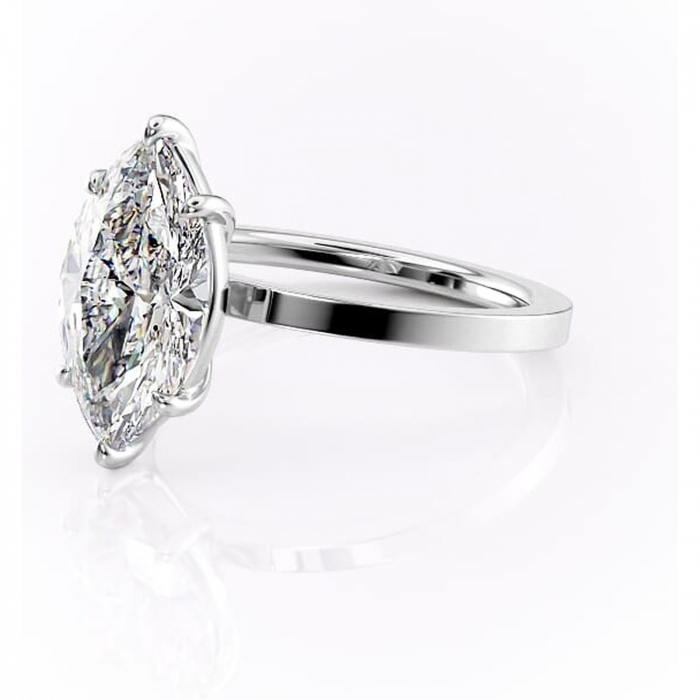 Inel de logodnă Georgiana din aur Alb 14kt cu moissanite tăietură marquise – Profil pătrat rafinată pentru profil înalt | Personalizează și configurează gratuit online [7]