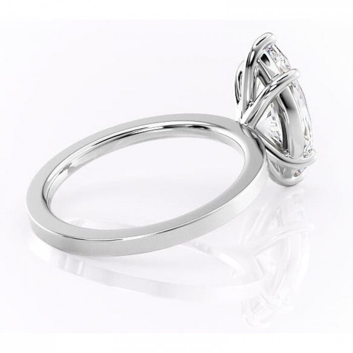 Inel de logodnă Georgiana din aur Alb 14kt cu moissanite tăietură marquise – Profil pătrat rafinată pentru profil înalt | Personalizează și configurează gratuit online [3]