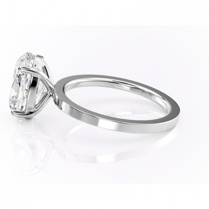 Inel de logodnă Georgiana din aur Alb 14kt cu moissanite tăietură ovală – Profil pătrat rafinată pentru profil înalt | Personalizează și configurează gratuit online [6]