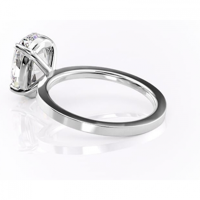 Inel de logodnă Georgiana din aur Alb 14kt cu moissanite tăietură ovală – Profil pătrat rafinată pentru profil înalt | Personalizează și configurează gratuit online [5]