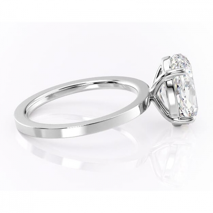 Inel de logodnă Georgiana din aur Alb 14kt cu moissanite tăietură ovală – Profil pătrat rafinată pentru profil înalt | Personalizează și configurează gratuit online [2]