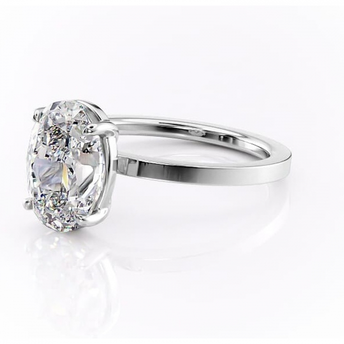 Inel de logodnă Georgiana din aur Alb 14kt cu moissanite tăietură ovală – Profil pătrat rafinată pentru profil înalt | Personalizează și configurează gratuit online [7]