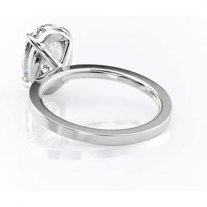 Inel de logodnă Georgiana din aur Alb 14kt cu moissanite tăietură ovală – Profil pătrat rafinată pentru profil înalt | Personalizează și configurează gratuit online [4]