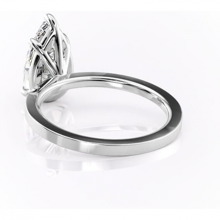 Inel de logodnă Georgiana din aur Alb 14kt cu moissanite tăietură pară – Profil pătrat rafinată pentru profil înalt | Personalizează și configurează gratuit online [4]