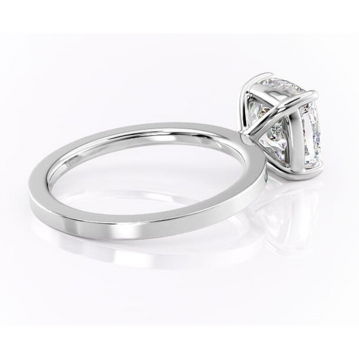 Inel de logodnă Georgiana din aur Alb 14kt cu moissanite tăietură pernă – Profil pătrat rafinată pentru profil înalt | Personalizează și configurează gratuit online [3]