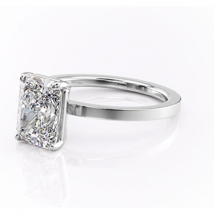 Inel de logodnă Georgiana din aur Alb 14kt cu moissanite tăietură radiantă – Profil pătrat rafinată pentru profil înalt | Personalizează și configurează gratuit online [7]