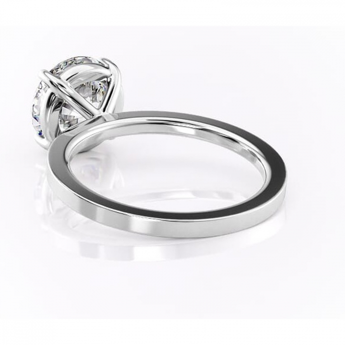 Inel de logodnă Georgiana din aur Alb 14kt cu moissanite tăietură rotundă – Profil pătrat rafinată pentru profil înalt | Personalizează și configurează gratuit online [4]