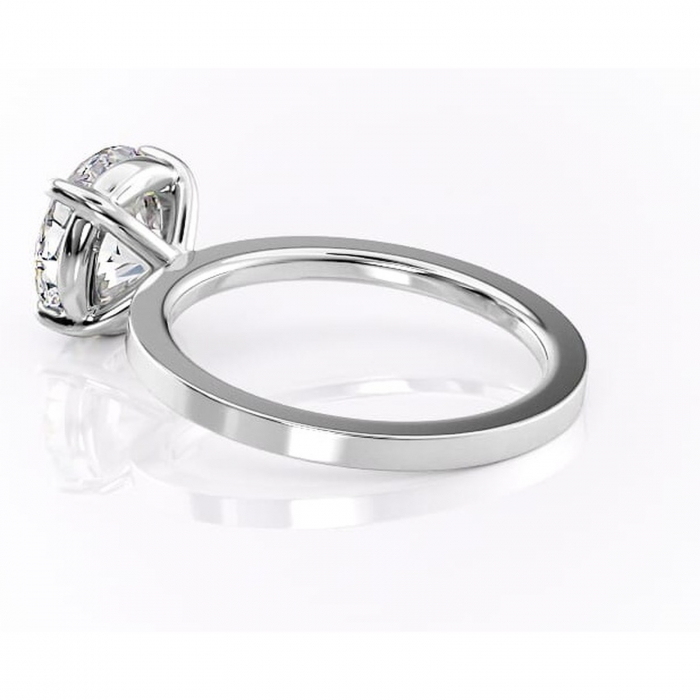 Inel de logodnă Georgiana din aur Alb 14kt cu moissanite tăietură rotundă – Profil pătrat rafinată pentru profil înalt | Personalizează și configurează gratuit online [5]