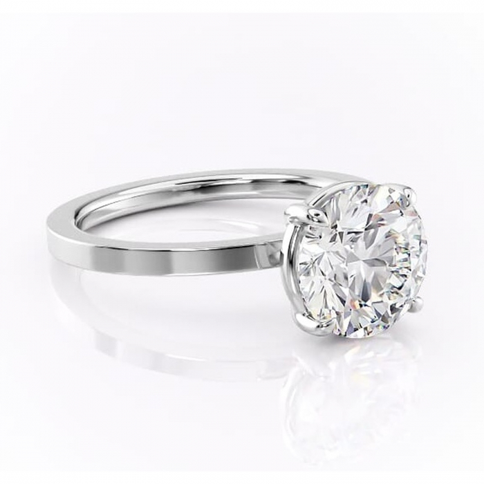 Inel de logodnă Georgiana din aur Alb 14kt cu moissanite tăietură rotundă – Profil pătrat rafinată pentru profil înalt | Personalizează și configurează gratuit online [1]