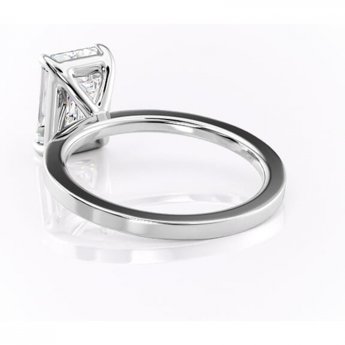 Inel de logodnă Georgiana din aur Alb 14kt cu moissanite tăietură smarald – Profil pătrat rafinată pentru profil înalt | Personalizează și configurează gratuit online [4]