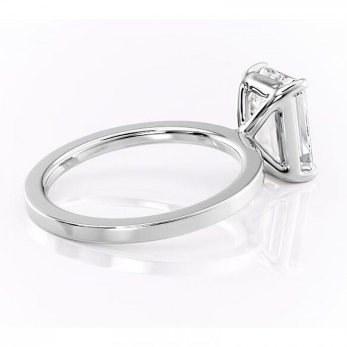 Inel de logodnă Georgiana din aur Alb 14kt cu moissanite tăietură smarald – Profil pătrat rafinată pentru profil înalt | Personalizează și configurează gratuit online [3]