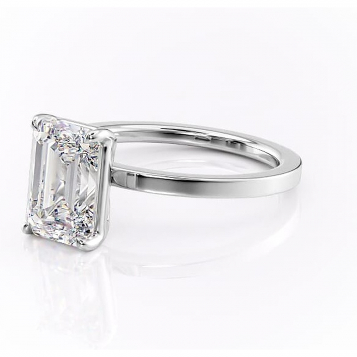 Inel de logodnă Georgiana din aur Alb 14kt cu moissanite tăietură smarald – Profil pătrat rafinată pentru profil înalt | Personalizează și configurează gratuit online [7]