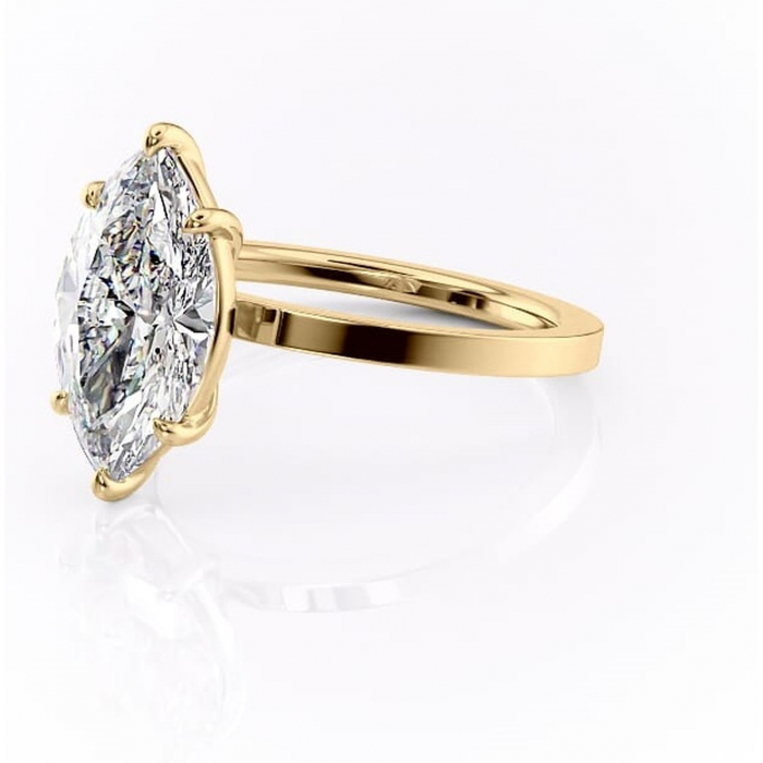 Inel de logodnă Georgiana din aur Galben 14kt cu moissanite tăietură marquise – Profil pătrat rafinată pentru profil înalt | Personalizează și configurează gratuit online [7]