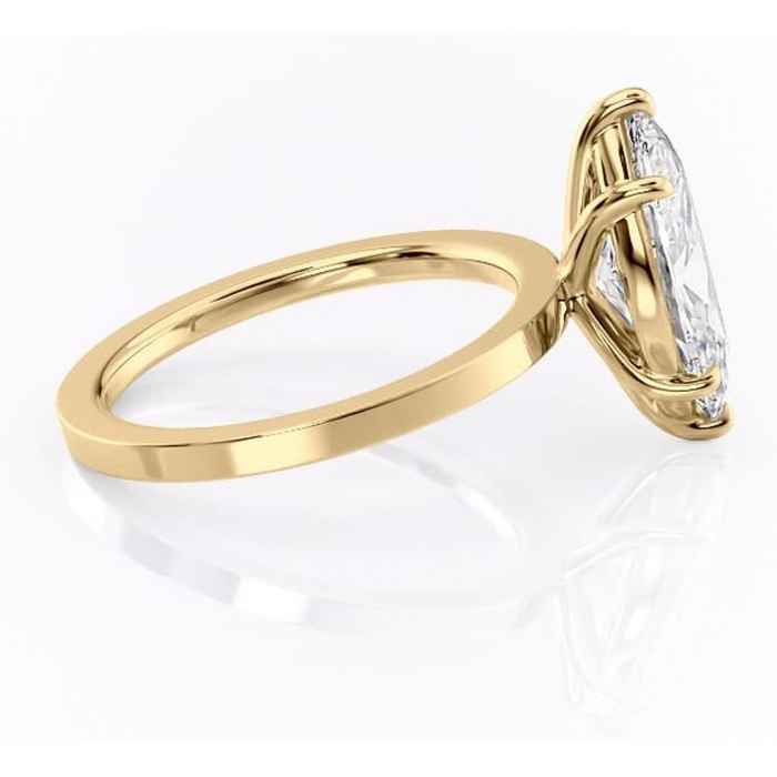 Inel de logodnă Georgiana din aur Galben 14kt cu moissanite tăietură marquise – Profil pătrat rafinată pentru profil înalt | Personalizează și configurează gratuit online [2]