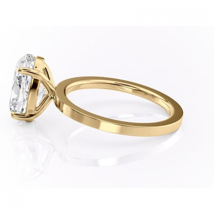 Inel de logodnă Georgiana din aur Galben 18kt cu moissanite tăietură ovală – Profil pătrat rafinată pentru profil înalt | Personalizează și configurează gratuit online [6]