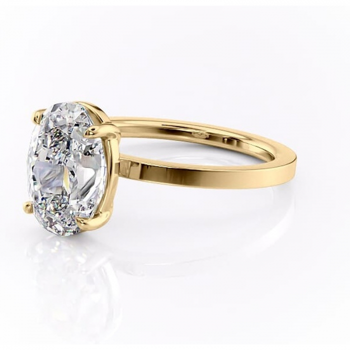 Inel de logodnă Georgiana din aur Galben 18kt cu moissanite tăietură ovală – Profil pătrat rafinată pentru profil înalt | Personalizează și configurează gratuit online [7]