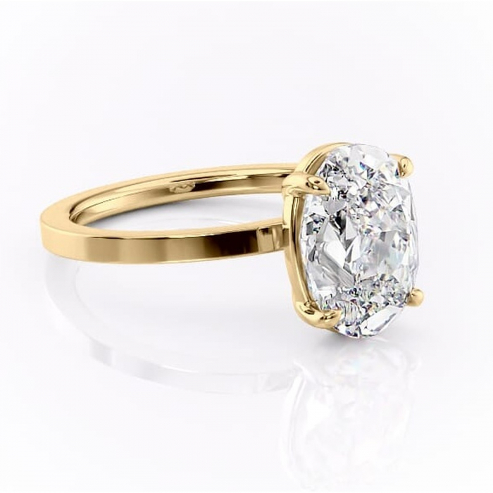 Inel de logodnă Georgiana din aur Galben 18kt cu moissanite tăietură ovală – Profil pătrat rafinată pentru profil înalt | Personalizează și configurează gratuit online [1]