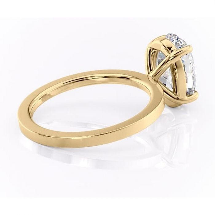 Inel de logodnă Georgiana din aur Galben 18kt cu moissanite tăietură ovală – Profil pătrat rafinată pentru profil înalt | Personalizează și configurează gratuit online [3]