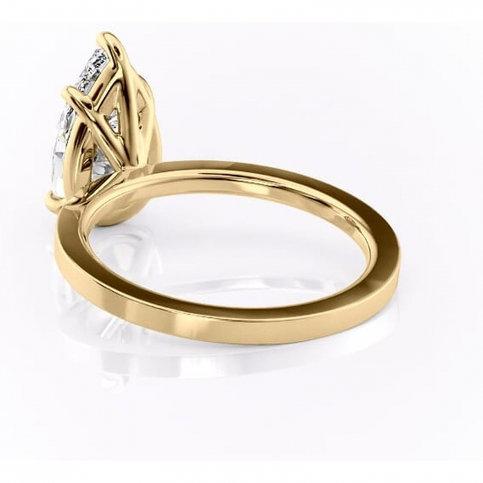 Inel de logodnă Georgiana din aur Galben 14kt cu moissanite tăietură pară – Profil pătrat rafinată pentru profil înalt | Personalizează și configurează gratuit online [4]