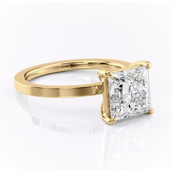 Inel de logodnă Georgiana din aur Galben 14kt cu moissanite tăietură princess – Profil pătrat rafinată pentru profil înalt | Personalizează și configurează gratuit online [1]