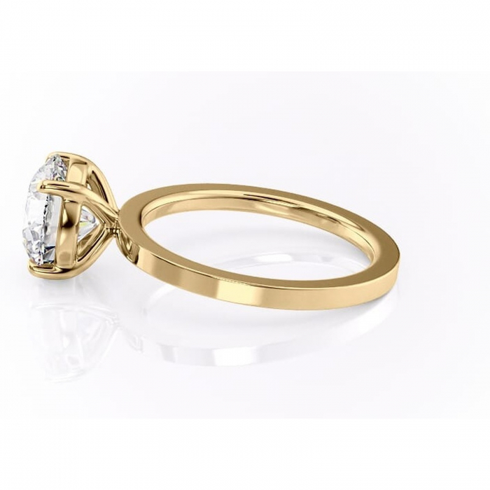 Inel de logodnă Georgiana din aur Galben 14kt cu moissanite tăietură rotundă – Profil pătrat rafinată pentru profil înalt | Personalizează și configurează gratuit online [6]
