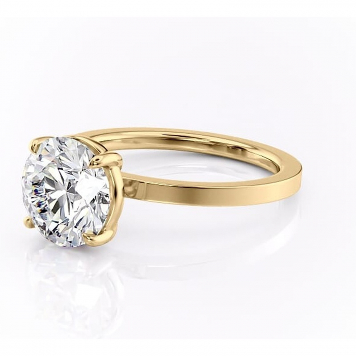 Inel de logodnă Georgiana din aur Galben 14kt cu moissanite tăietură rotundă – Profil pătrat rafinată pentru profil înalt | Personalizează și configurează gratuit online [7]