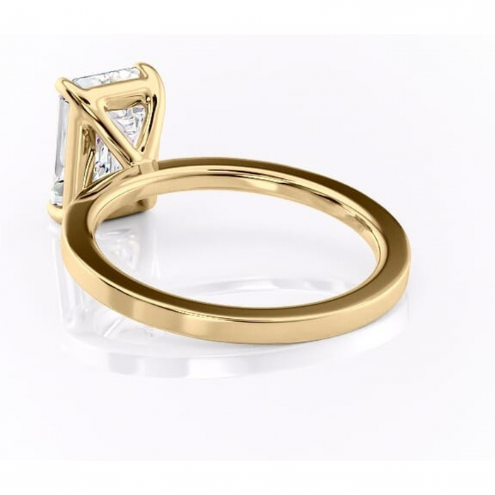 Inel de logodnă Georgiana din aur Galben 14kt cu moissanite tăietură smarald – Profil pătrat rafinată pentru profil înalt | Personalizează și configurează gratuit online [4]