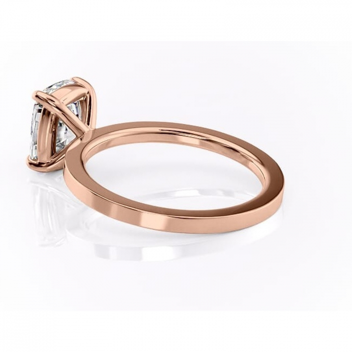 Inel de logodnă Georgiana din aur Rose 14kt cu moissanite tăietură pernă – Profil pătrat rafinată pentru profil înalt | Personalizează și configurează gratuit online [5]