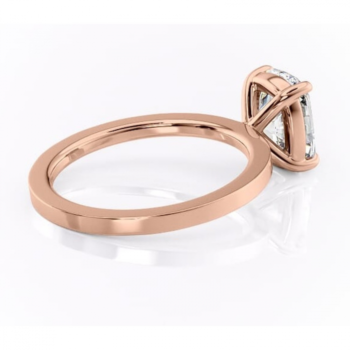 Inel de logodnă Georgiana din aur Rose 14kt cu moissanite tăietură pernă – Profil pătrat rafinată pentru profil înalt | Personalizează și configurează gratuit online [3]