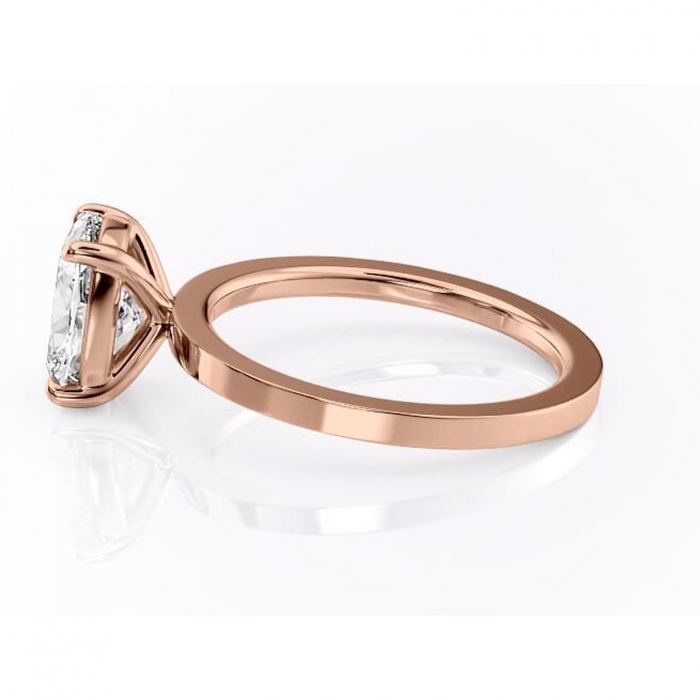 Inel de logodnă Georgiana din aur Rose 14kt cu moissanite tăietură pernă – Profil pătrat rafinată pentru profil înalt | Personalizează și configurează gratuit online [6]