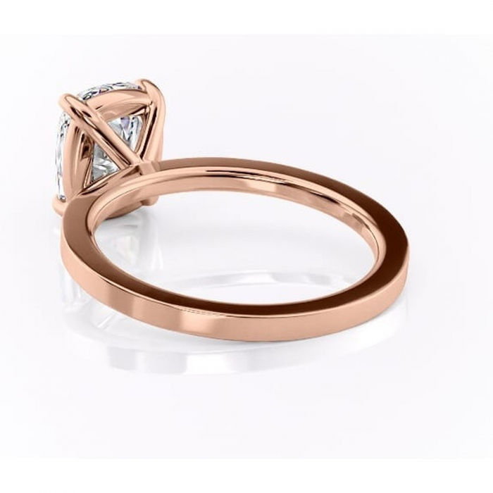Inel de logodnă Georgiana din aur Rose 14kt cu moissanite tăietură pernă – Profil pătrat rafinată pentru profil înalt | Personalizează și configurează gratuit online [4]