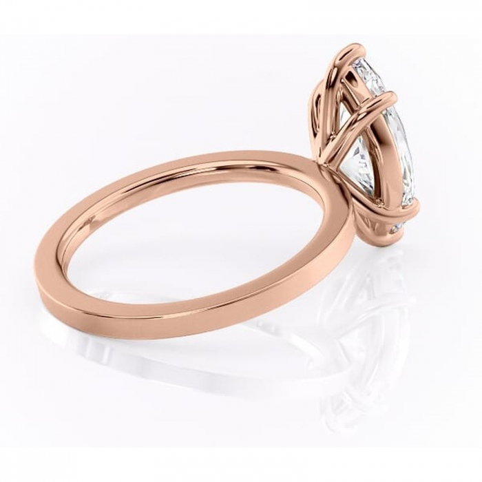 Inel de logodnă Georgiana din aur Rose 14kt cu moissanite tăietură marquise – Profil pătrat rafinată pentru profil înalt | Personalizează și configurează gratuit online [3]