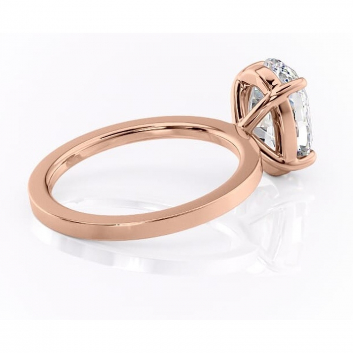 Inel de logodnă Georgiana din aur Rose 14kt cu moissanite tăietură ovală – Profil pătrat rafinată pentru profil înalt | Personalizează și configurează gratuit online [3]