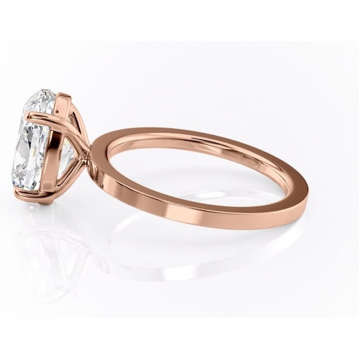 Inel de logodnă Georgiana din aur Rose 14kt cu moissanite tăietură ovală – Profil pătrat rafinată pentru profil înalt | Personalizează și configurează gratuit online [6]