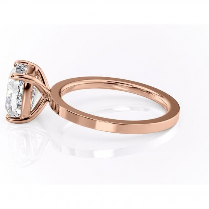 Inel de logodnă Georgiana din aur Rose 14kt cu moissanite tăietură pernă – Profil pătrat rafinată pentru profil înalt | Personalizează și configurează gratuit online [6]
