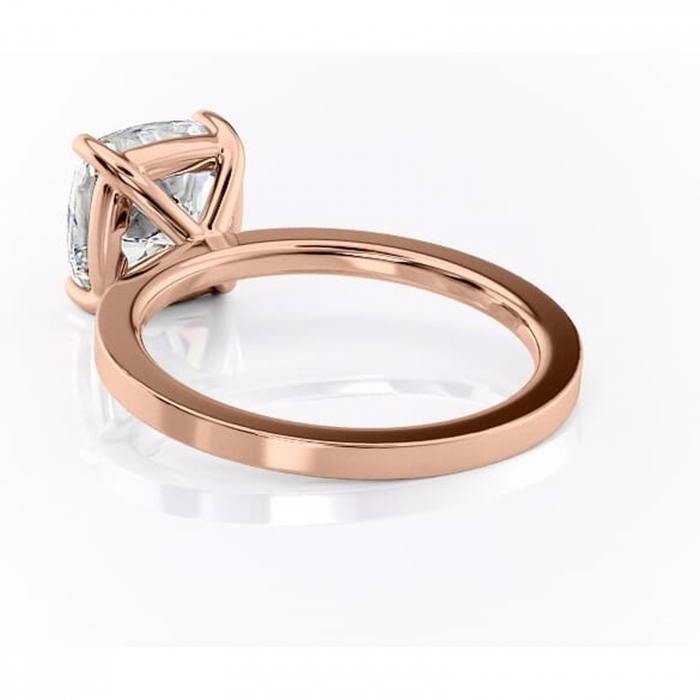 Inel de logodnă Georgiana din aur Rose 14kt cu moissanite tăietură pernă – Profil pătrat rafinată pentru profil înalt | Personalizează și configurează gratuit online [4]