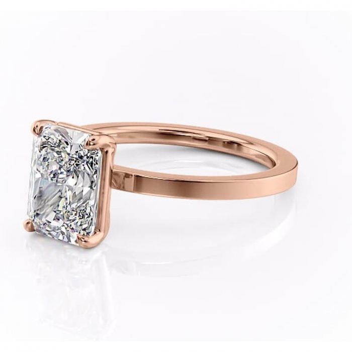 Inel de logodnă Georgiana din aur Rose 14kt cu moissanite tăietură radiantă – Profil pătrat rafinată pentru profil înalt | Personalizează și configurează gratuit online [7]