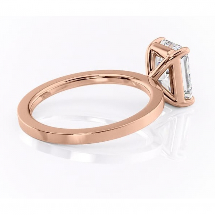 Inel de logodnă Georgiana din aur Rose 14kt cu moissanite tăietură radiantă – Profil pătrat rafinată pentru profil înalt | Personalizează și configurează gratuit online [3]